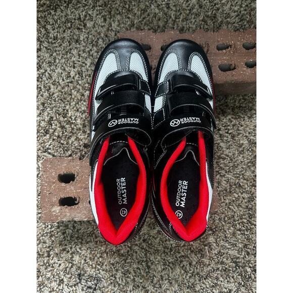 Outdoor Master Synthetic Leather Biker Cycling Shoes with Cleats Black/Red 42 - Picture 8 of 9